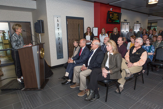 ESU President Marcia G. Welsh, Ph.D., speaks at the dedication ceremony.